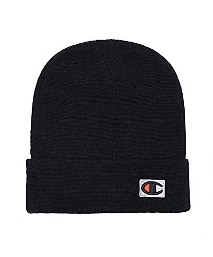 Champion Mens Knit Beanie Hat Acrylic Winter Hats Soft Warm Unisex Cuffed Beanie Black