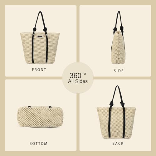 Image of Gladdon Straw Beach Bags for Women Woven Beach Tote Bag Casual Boho Large Shoulder Handbags for Vacation Holiday