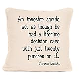 Warren Buffett - Cojín con cojín con texto en inglés 'An Investor Should Act As Though' (45,7 x 45,7 cm)