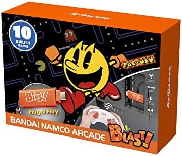Bandai Namco Arcade Blast!, Connects Via HDMI, 10 Greatest Classic Retro Video Games, Pac-Man, Galaga, Mappy, More Built In, With a 2.4Ghz Wi-Fi Video Game Controller, HD Resolution