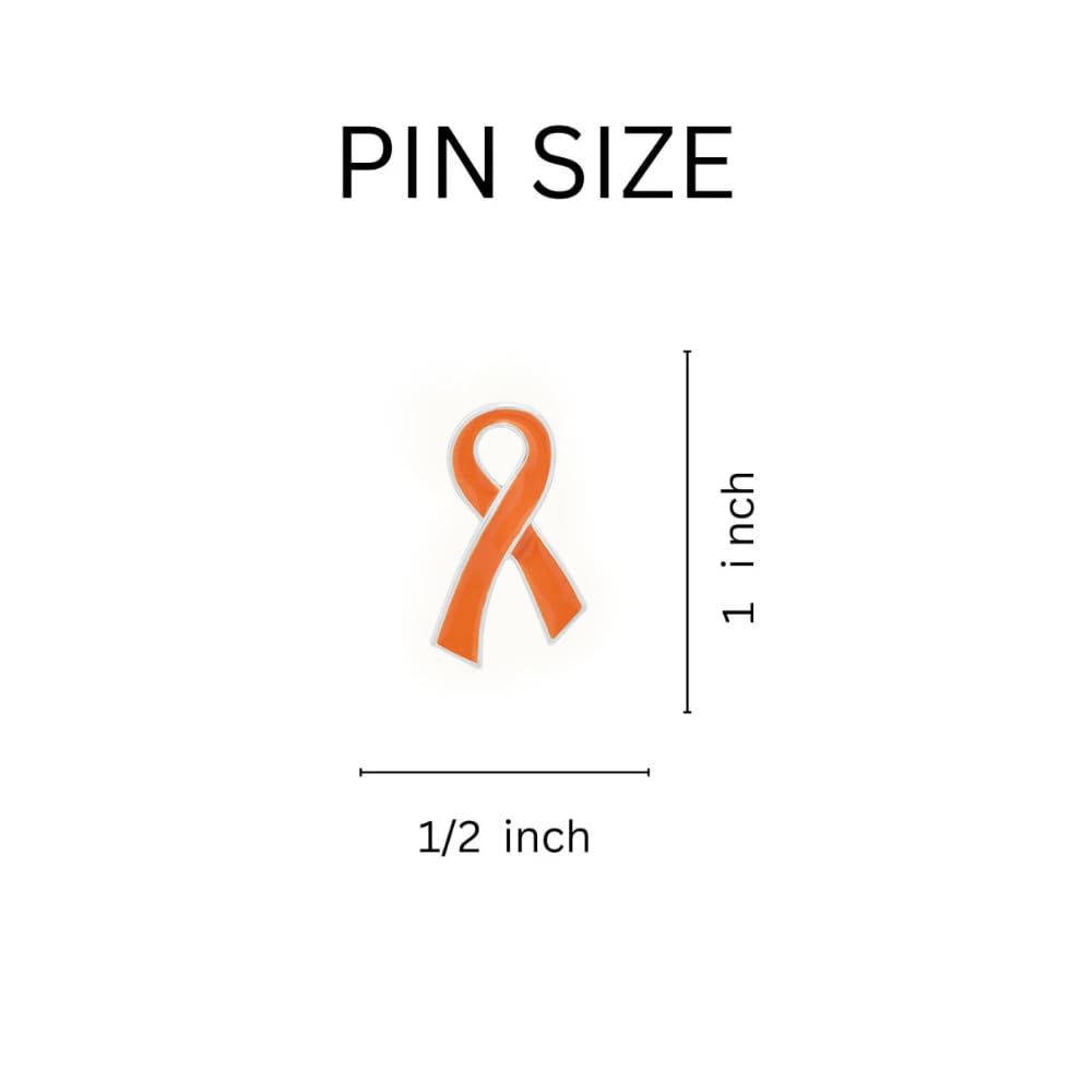 Image of 1 /2 /5 /10 /25 /50pcs Orange Ribbon Awareness Pins for Kidney Cancer, Leukemia, Multiple Sclerosis, Hunger, Gun Violence /Mass Shooting Awareness - Perfect for Support Groups, Gift-Giving, and Fundraisers