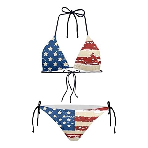HUGS IDEA American Flag Bikini Set Cover