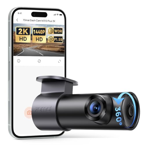 70mai M310 Plus 2K Câmera Veicular, Dash Cam com Lente Giratória 360°, Visão Noturna F1.55, Monitoramento Estacionamento 24H, Wi-Fi, Comando de Voz (Sem Cartão SD)