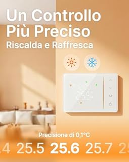 EZAIoT Cronotermostato WiFi a Batteria per Caldaia Gas, Termostato Smart Scatola 502/503, Programmazione 7 Giorni su 6 Livelli, Contatto NO/NC, Alexa/Google Assistant, App Tuya, 2.4GHz, Bianco