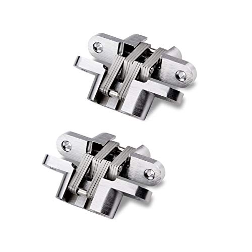Qrity 2x Aleación de Zinc Bisagra Oculta Invisible Plegable Puerta Oculta Cruz Oculta Bisagras, 52mm Centros de Agujeros