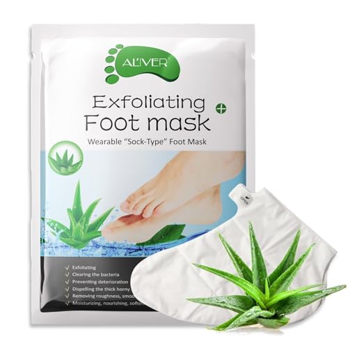 P-Beauty - Mascarilla para pies de aloe, exfoliante exfoliante exfoliante para pies, calcetines anticallos para eliminar la piel áspera, callos y grietas, cuidado intensivo de los pies, para pies
