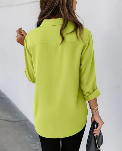 Image of siliteelon Striped Button Down Shirts Women Cotton Long Sleeve Work Blouses