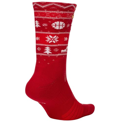 Nike Basketball Christmas Socks Crew Fits Women 4-6 Youth 3Y-5Y White2