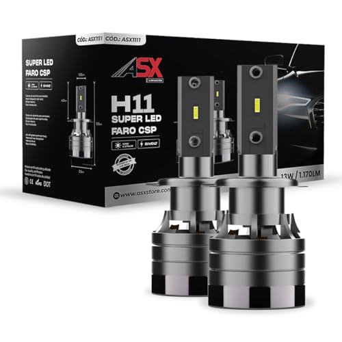 ASX Iluminación Super LED - Off Road, 13W, 1170 Lúmenes reales, Lámpara de Faros Delanteros 12-70V. Bombillas LED Luz Blanca 6000K Chip CSP, Conversión Faros Led, IP68, PACK 2 (H11)