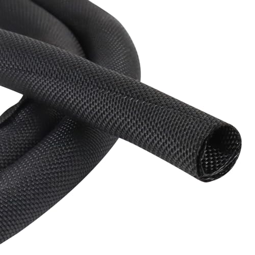Braided Cable Management Sleeves Self-Wrapping Wire Loom Tubing Cord Protector Split Design for Easy Installation Wear and Bite Resistant Ideal for Home Office and Pet Safety (1/2 - 12 Feet)