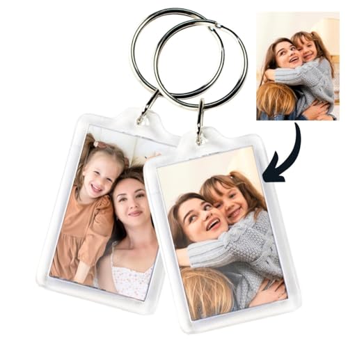 Llavero con Foto Personalizado Doble Cara | Llaveros de Metacrilato Transparente | Regalos personalizados con foto | Llaveros para el Día del Padre, Día de la Madre, San Valentín, Amigos (1)