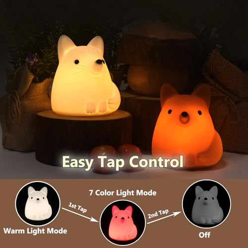 Lámpara de noche de silicona TriPro Fox para habitación infantil miniatura 3