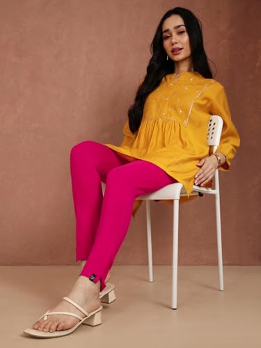 Image of TWIN BIRDS Women Cotton Blend Kurti Pants | Sleek Ethnic Daily Trousers