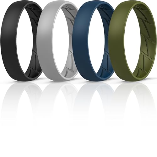 ThunderFit Silicone Rings for Him and Her, Rubber Engagement Bands Unisex - 1/4/7 Variety Multipack
