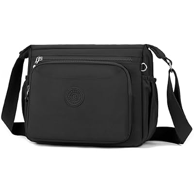 Kommodum - Borsa Tracolla Donna Grande Multitasche in Nylon Impermeabile, Borsa a Spalla Monospalla Regolabile, Crossbody Bag Casual Leggera KM35 (Nero)