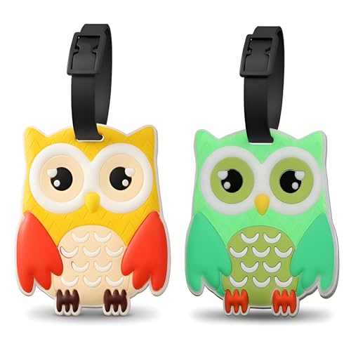Cute Owl Luggage Tags Set of 2 Anime Travel Bag ID...