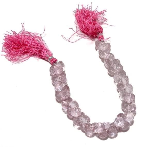 Perles de quartz rose LKBEADS briolettes oignons facettées 8.5mm pour création bijoux - 4