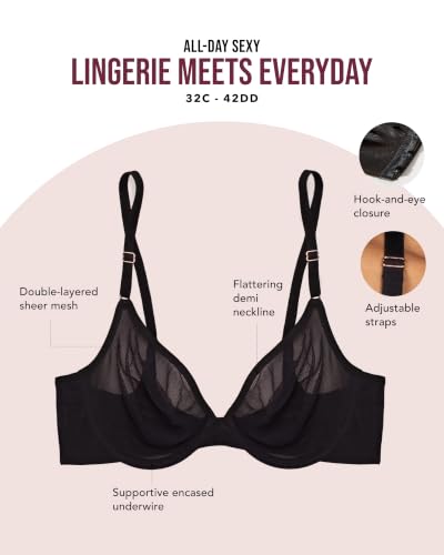 Image of Smart & Sexy Women's Sheer Mesh Demi Underwire Bra - See Through Bras
