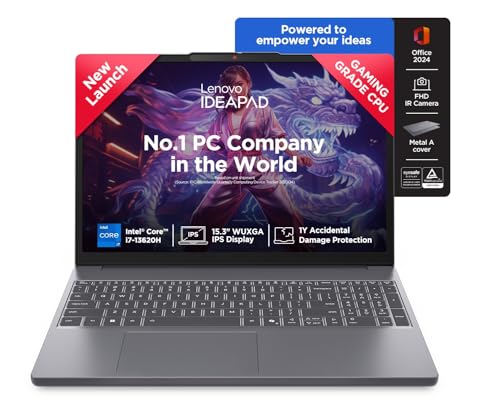 Image of Lenovo IdeaPad Slim 3 13th Gen Core i7-13620H 15.3 inch (38.8cm) WUXGA IPS Laptop (24GB RAM /1TB SSD /Win 11 /Office 2024 /Backlit /1Yr ADP Free /Top Metal Cover & IR Camera /Grey /1.6Kg),83K100TEIN
