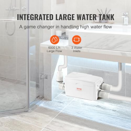 Image of VEVOR 350W Utility Sink Pump 6000 L /h Flow 23 ft Head Drain Pump