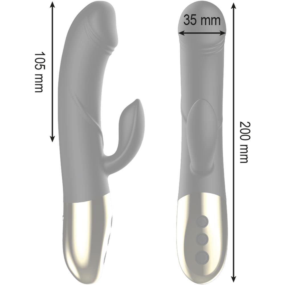 VIBRATORE FEMMINILE IN SILICONE NERO CON STIMOLATORE CLITORIDE RABBIT USB