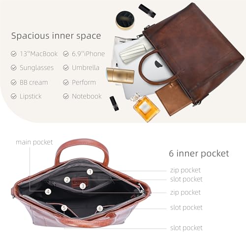 Bolso Tote de Cuero Retro para Mujer miniatura 7