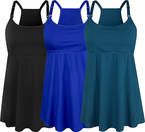 Image of SUIEK 3 Pack Maternity Nursing Tank Tops with Bralette Cotton Breastfeeding Camisole
