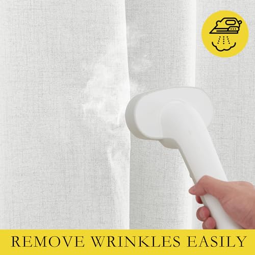NICETOWN 100% Absolutely Blackout Linen Curtains with Thermal Insulated Liner, Greyish White, 42" Wide, 72" Length Energy Saving Curtains for Classroom 2 Panels Set, Vertical Blinds - image 6