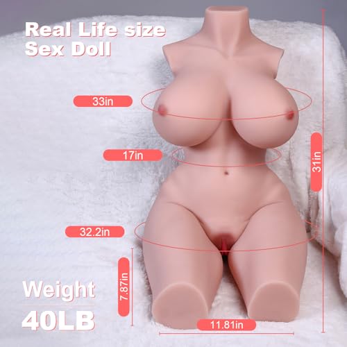 Image of 40LB Full Size Sex Doll Life Size Torso Male Masturbator with Big Boobs Pussy Ass Realistic Torso Sex Doll for Men Adult Sex Toy Masturbator Silicone Male Sex Toy for Men
