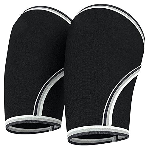 LPONNQ Knee Sleeves Weightlifting Compression Brace Elastic Pads Weight lifting Support Men Women(Large, BLACK)