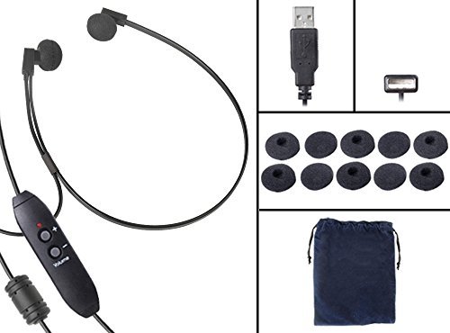 Spectra USB PC Stereo Transcription Headset with Extra 5 Pair Antimicrobial Ear Cushions