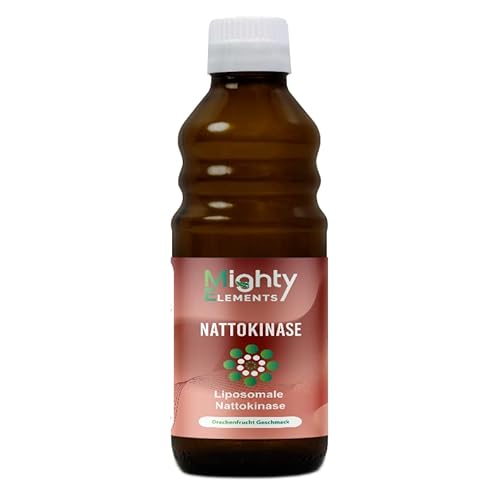 Liposomales Nattokinase 200 mg I flüssig I 250 ml I neue Formel I super Geschmack I vegan I hohe Bioverfügbarkeit I Mighty Elements I Glasflasche Cover