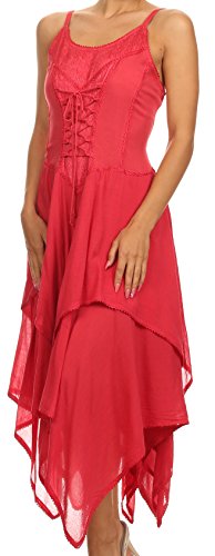 Image of Sakkas Lady Mary Jacquard Corset Style Bodice Lightweight Handkerchief Hem Dress