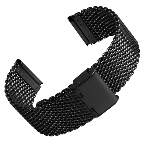 DBLACK ''BONEZ'' Mesh Chain Stainless Steel Watch Belt, Ergonomic & Breathable Design Watch Strap // For 08mm, 10mm, 12mm, 14mm, 16mm, 18mm, 20mm, or 22mm Watch Band (Black, Choose Your Size) (Black, 10mm)