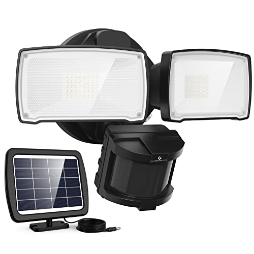 GLORIOUS-LITE Solar LED Security Lights, 1000LM Bright Solar Motion Lights Outdoor, 5500K Motion Sensor Outdoor Lights, IP65 Waterproof Solar Flood Lights Outdoor with 2 Adjustable Heads