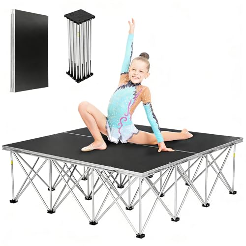 Portable Stage Platform 4x4 Foldable Small Stage Platform 48 L*16H Load Capacity of 700kg/1540lbs Easy to Carry/Assemble Platform Stage for Band Events School Wedding Drums Concerts Bars