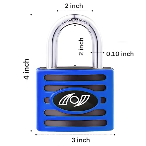 Image of Heavy Duty Keyed Lock | Hardened Steel Shackle Lock | Anti-Rust Security for Gate, Warehouse & Outdoor Use (ALT-45 Blue (75MM))