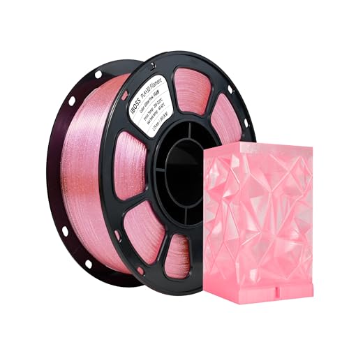 Image of iBOSS Glitter Clear PLA Plus Filament, Twinkling 3D Printer Filament, Transparent Glitter Pink PLA+ Filament 1.75 mm + /- 0.02mm, Clear 3D Printing Filament 1KG Fit Most FDM 3D Printers