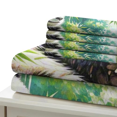 Linge de lit panda 3D 140x200 housse couette microfibre douce zippée - 6