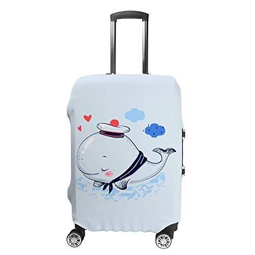 Housse de transport pour bagages valise cabine motif baleine bleue élastique