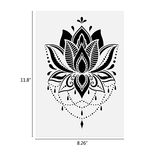 Flower Border Mandala Stencils, 8 Pcs for Painting on Wood Canvas Paper, DIY Craft Stencils - 8.3"x11.8"