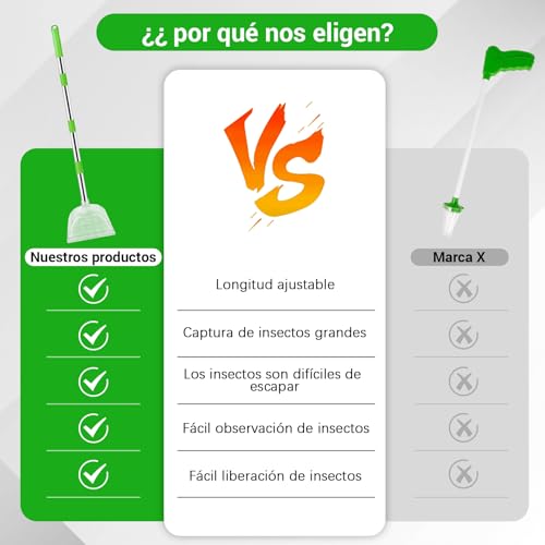 Trampa de araña Herefun para el hogar con mango largo y atrapador de insectos de mano transparente 6