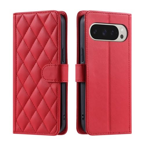 Étui portefeuille Google Pixel 10 Pro XL rouge avec porte-carte clapet
