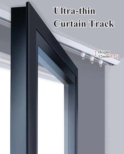 Rail de rideau avec rouleau et crochets, système de séparation de pièce pré-percé pour baie vitrée, douche, chambre à coucher