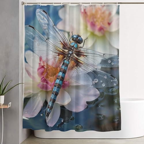 Rideau de douche libellule chic en tissu épais imperméable de qualité supérieure pour bain - 2