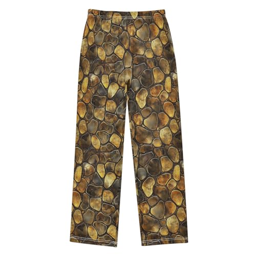 Boys' Pants Gold Snakeskin Texture Long Bottoms Jogger Pants Elastic Waist Trousers with Pockets S-XL