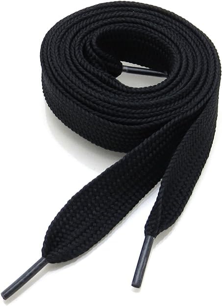 S-Sia Vendors-Good Purchase Good CareSIA VENDORS Thick Flat Shoelaces Solid Color Strings for All Shoe Types - Sneaker Shoe Laces Laces for Sneakers Black