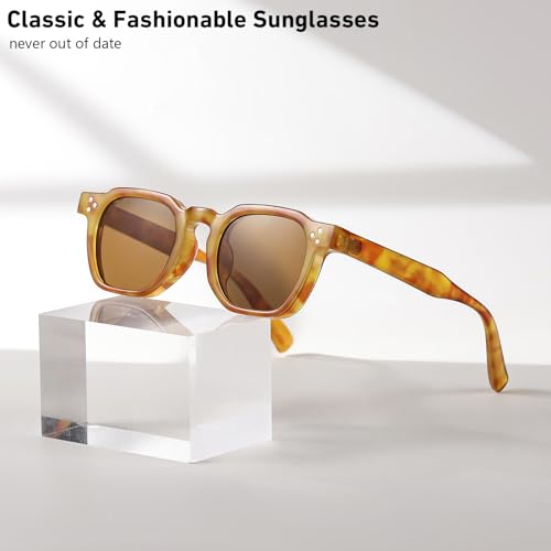 Image of Gleyemor Stylish Retro Sunglasses for Men Women Fashion Vintage Square Sunglasses UV400 Protection Shades