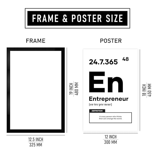 Image of CodersParadise Entrepreneur Framed Wall Poster(12x18 Inch)|Motivational Business Quote Wall Art|Entrepreneur Mindset & Success Inspiration Decor|Black & White Ready-to-Hang Frame for Office, Workspace