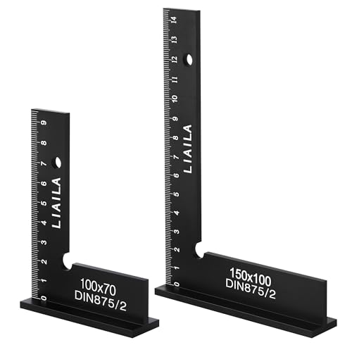 Schlosserwinkel Set, 2 Stück Größe 100 x 70mm und 150 x 100mm, Zimmermannswinkel mit Messskala(cm), Metallwinkel 90 Grad, Anschlagwinkel Metall für Präzise Arbeiten im Metallbau und Werkstatt